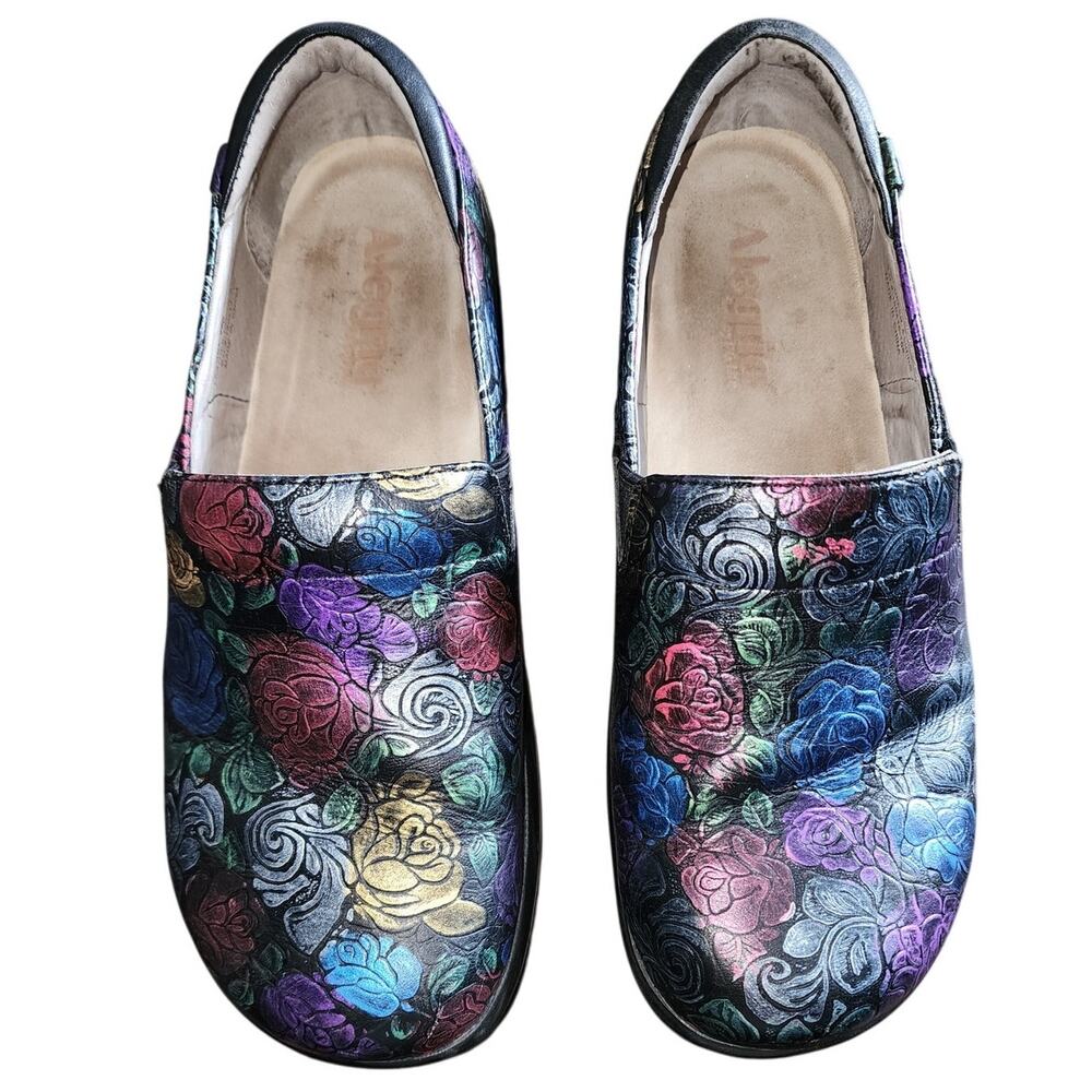 Alegria Keli Embossed Roses Clog Non Slip Loafer Size 39